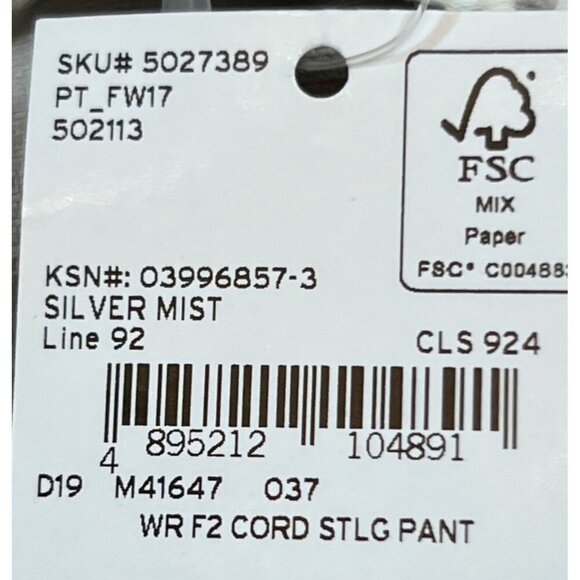 Lands End Womens Mid Rise Straight Leg Corduroy Pants Size 6 Silver Mist - Picture 5 of 7